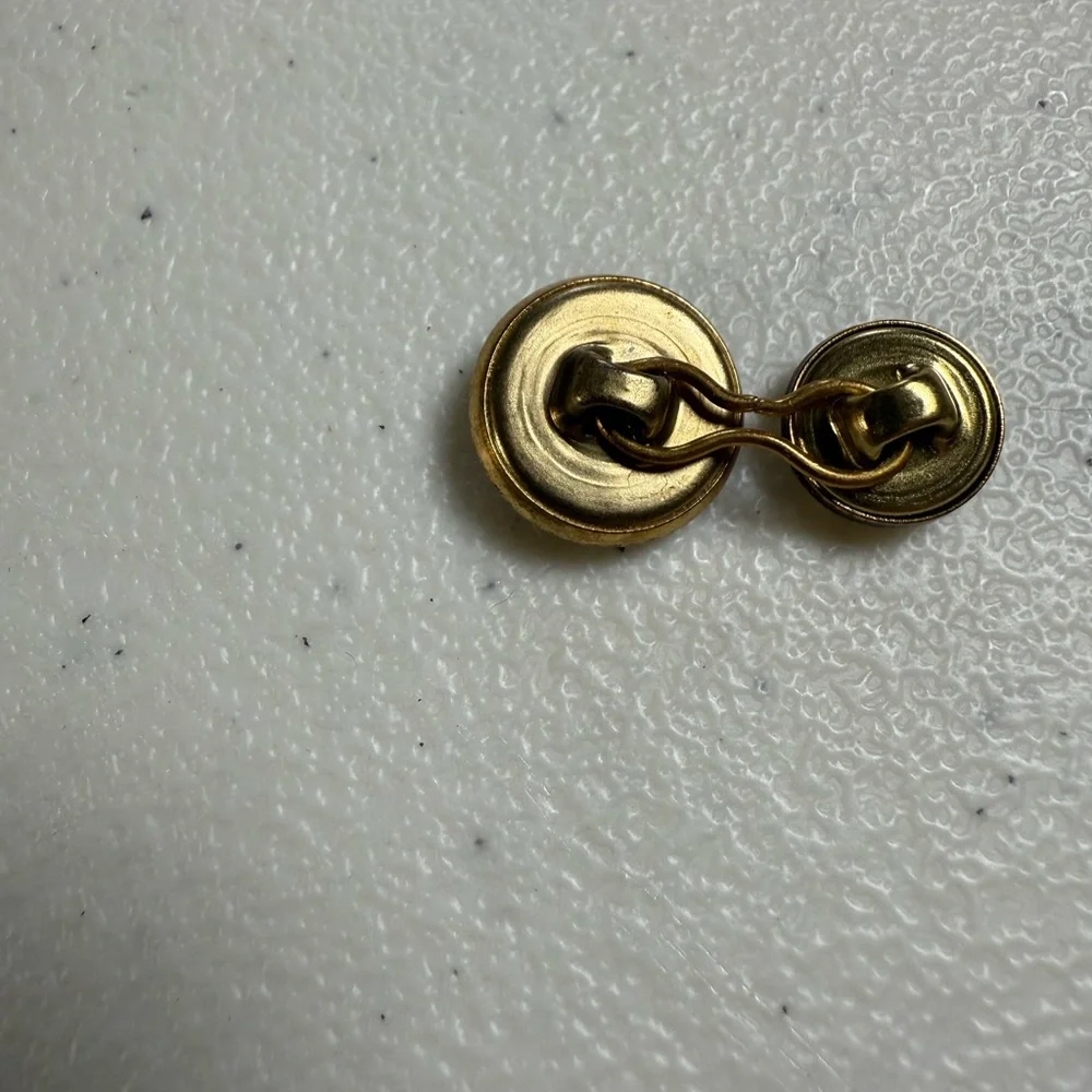 VTG CUFFLINKS Circular Brass Tone & Black Button Style Closure 1960-1970 #gift